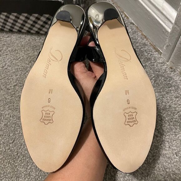 Delman z sling black patent shoes sandals - Picture 9 of 15